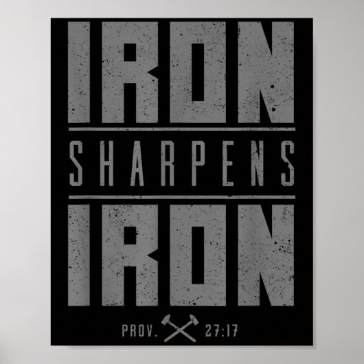 Poster Iron Sharpens Fer Christian Hommes Bible Écriture (Devant)