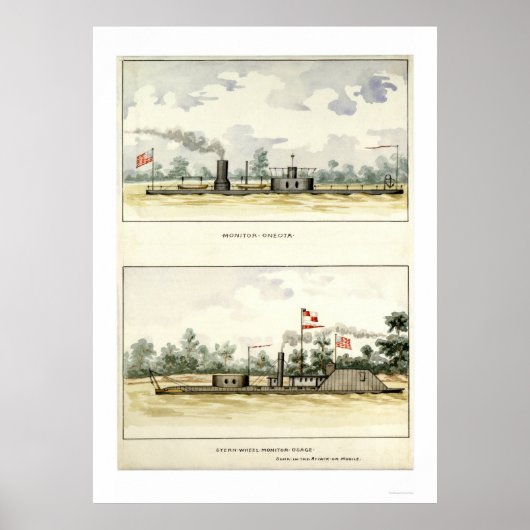 Poster Ironclad Oneota par D.M.N. Stouffer 1864 (Devant)
