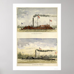 Poster Ironclads Essex et Choctaw par Stouffer 1864