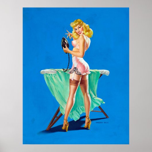 Poster Ironing Girl Pin Up (Devant)