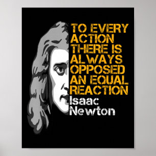 Poster Isaac Newton Action Et Réaction Inspiration Quo