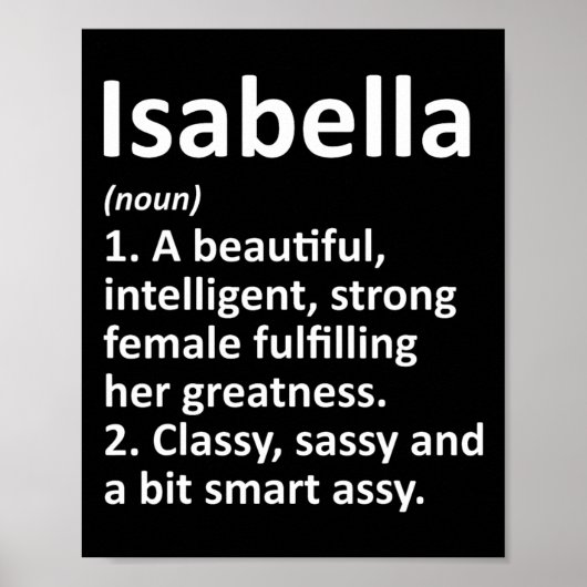 Poster Isabella Definition Personalized Name Funny Christ (Devant)