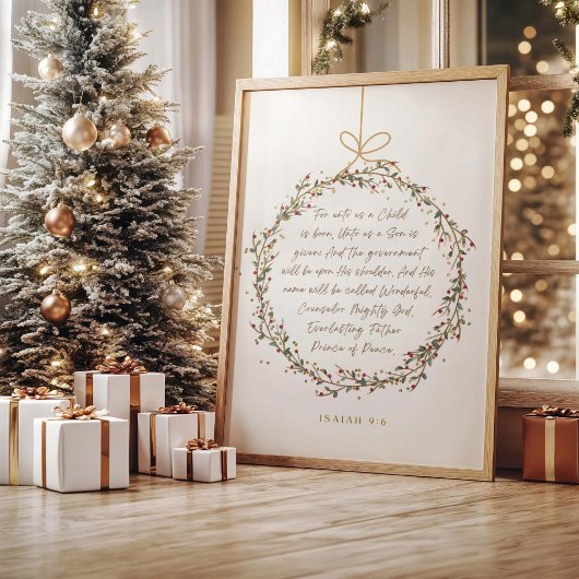 Poster Isaiah 9:6 For Unto Us A Child Christmas Christian