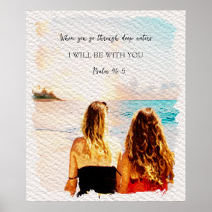 Poster Isaïe 43 2 Aquarelle Vue sur la mer mère fille
