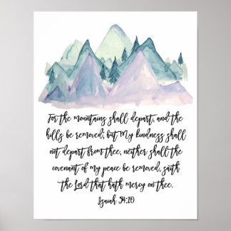 Poster Isaïe 54:10, Écriture aquarelle, Art de montagne