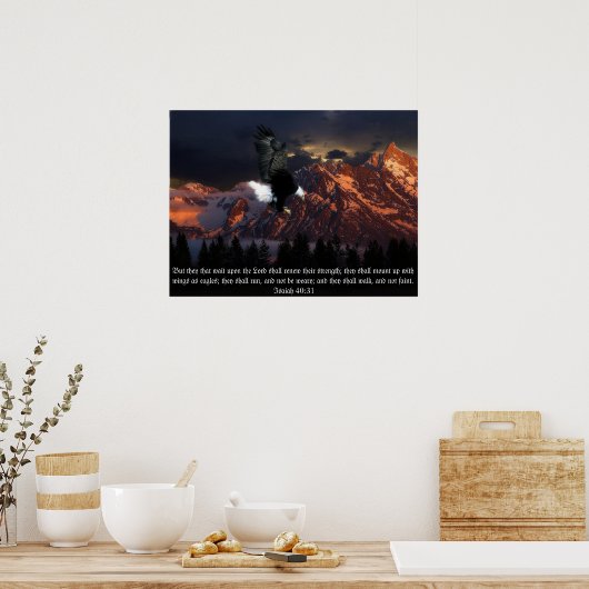 Poster Isaih 40:31 Écriture Portrait d'aigle (Cuisine)