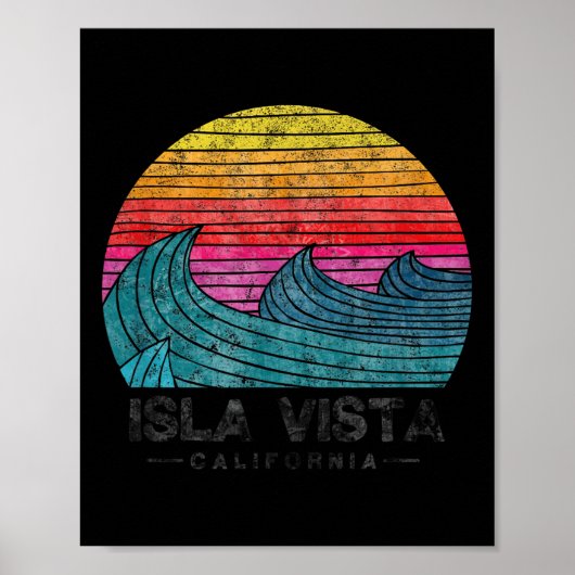 Poster Isla Vista Surfing Waves Beach Retro California Su (Devant)