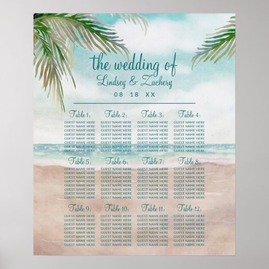 Poster Island Breeze Beach Table de mariage Carte de sièg (Devant)