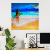 Poster Island girl surfe (Bureau à domicile)