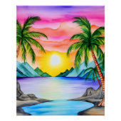 Poster Island Tropical Beach Sunset (Devant)