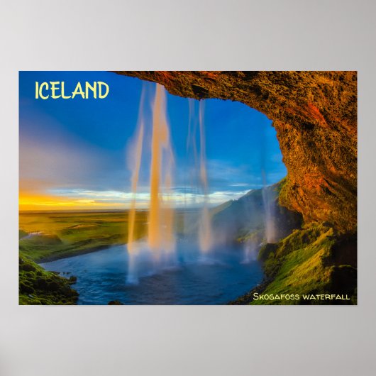 Poster Islande - Cascade de Skogafoss (Devant)