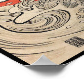 Poster Isoda Koryusai Grue Vagues et soleil levant (Coin)