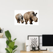 Poster Isolé deux rhinocéros blancs (Bureau à domicile)