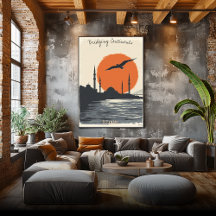 Istanbul Silhouette au coucher du soleil - Skyline