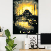 Poster Istanbul Skyline - Charcoal Monochrome Art - Urbai (Bureau à domicile)