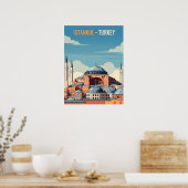 Poster Istanbul Turkey with hagia Sophia and minarets (Cuisine)