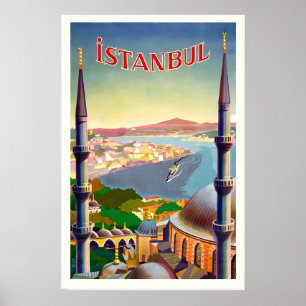 Poster Istanbul Turquie Asie Monde Voyage Voyage Vintage
