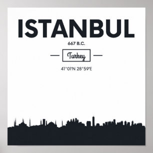 Poster Istanbul, Turquie Coordonnées de la ville