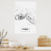 Poster Istanbul, Turquie (noir sur blanc) (Cuisine)