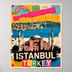 Poster Istanbul Turquie Sainte-Sophie Art Pop Rétro Voyag