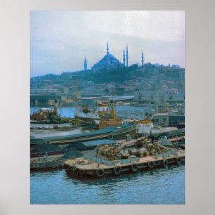Poster Istanbul vintage, Bateaux sur le Bosphore