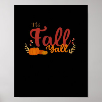 Poster It’s Fall Y’all Pumpkins and Mushrooms Autumn