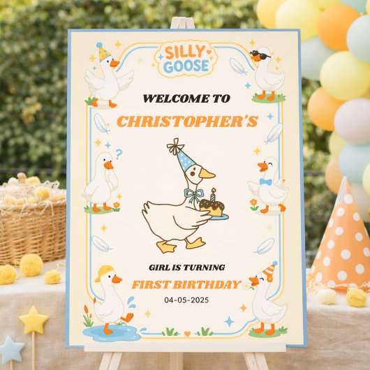 Poster It’s ONE Silly Goose Retro 1st Birthday Fun Modern