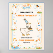 Poster It’s ONE Silly Goose Retro 1st Birthday Fun Modern (Devant)