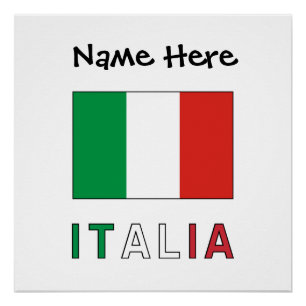Poster Italia e Bandiera Italiana con il Tuo Nome