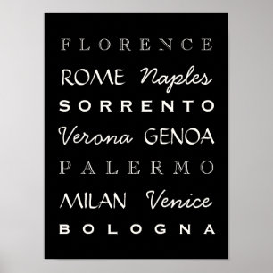 Poster Italiaanse steden Typografie