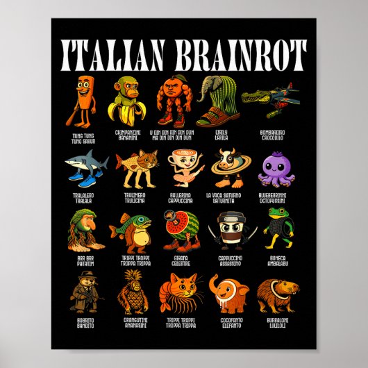 Poster Italian Brain Rot Italian Brainrot Funny Memes (Devant)