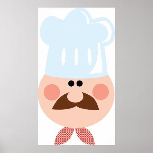 Poster Italian Chef Face with Mustache and Hat (Devant)