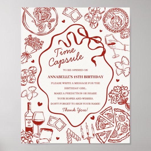 Poster Italian Pasta Baby Shower Time Capsule Game (Devant)