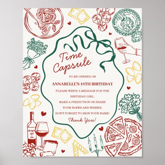 Poster Italian Pasta Baby Shower Time Capsule Game (Devant)