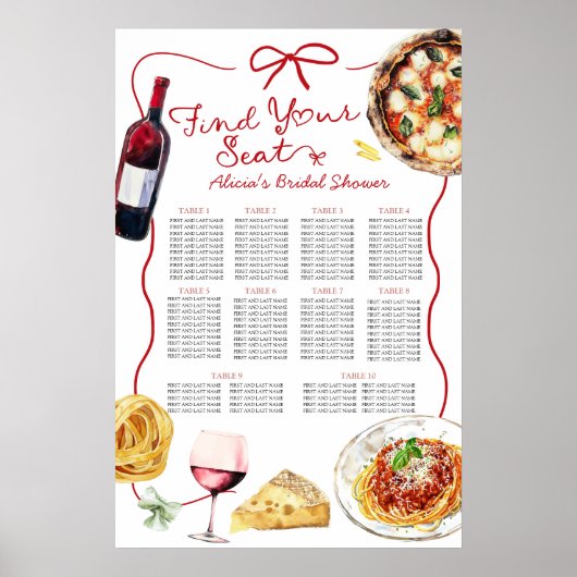 Poster Italian That's Amore Bridal Shower Seating Chart (Devant)