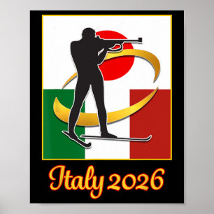 Poster Italie 2026 Biathlon Japon Italie drapeaux 2026 hi