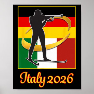 Poster Italie 2026 Biathlon Japon Italie drapeaux 2026 hi