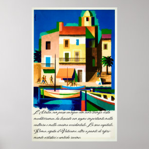 Poster Italie, Bright Colorée Maisons Vintage voyage