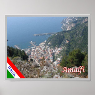 Poster Italie - Campanie - Amalfi - Vue aérienne -