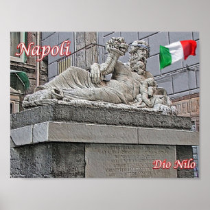 Poster Italie - Campanie - Naples - Statue Dieu du Nil -