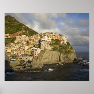 Poster Italie, Cinque Terre, Manarola. Village sur une fa