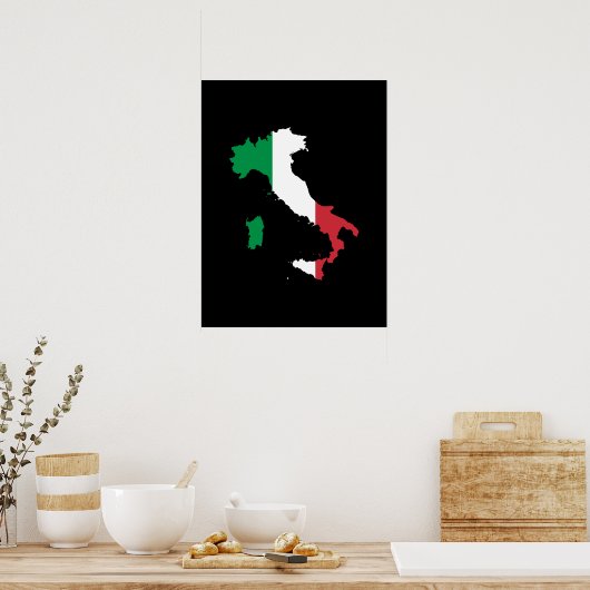 Poster Italie dans les couleurs du drapeau (Cuisine)