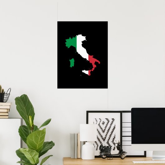 Poster Italie dans les couleurs du drapeau (Bureau à domicile)