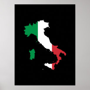 Poster Italie en couleurs du drapeau