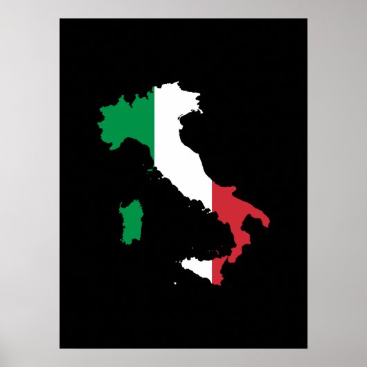 Poster Italie en couleurs du drapeau (Devant)