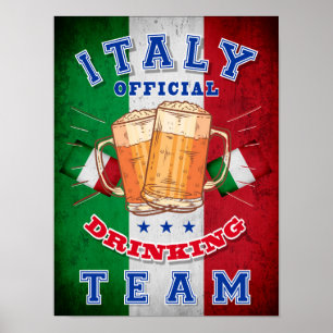Poster Italie Équipe Officielle de Boissons. Bière amusan