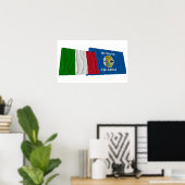 Poster Italie et Calabre agitant des drapeaux (Bureau à domicile)