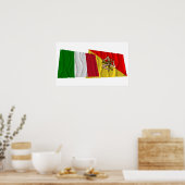 Poster Italie et Sicile agitant des drapeaux (Cuisine)