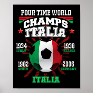 Poster Italie Football Avec Des Années De Coupe Pour Les