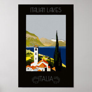 Poster Italie Lac italien Vintage voyage rétro